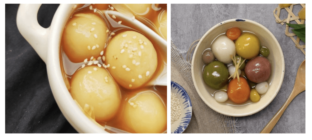 Rice balls with the hot and spicy ginger syrup, must try
